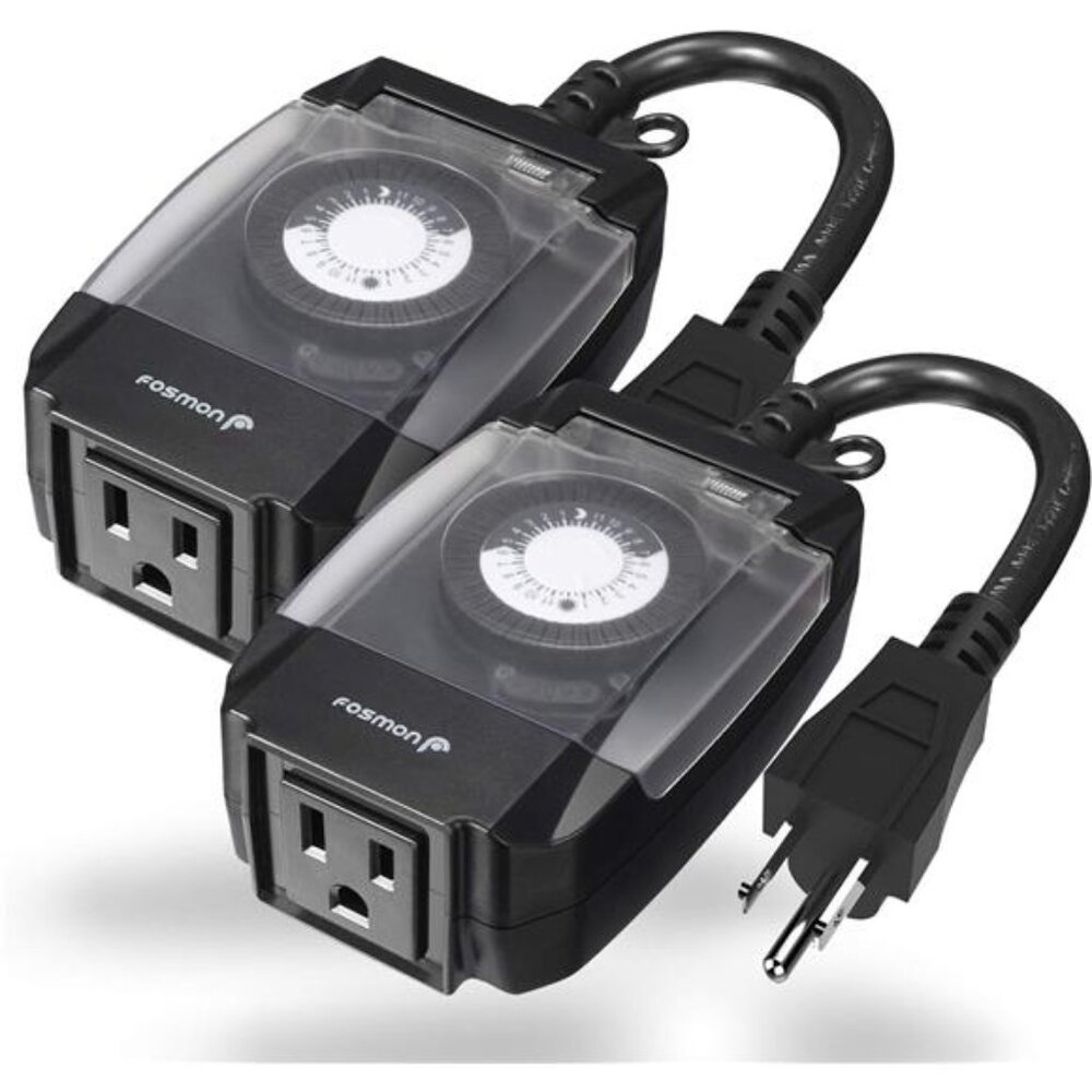 Outdoor 15A 24-Hour Mechanical Light Timer, 3-Prong ETL Listed Water Resistance